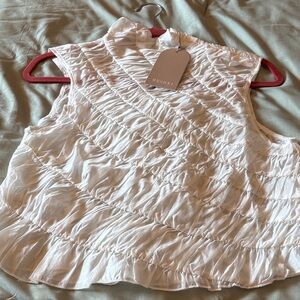 Meshki White Ruffled Sleeveless Top